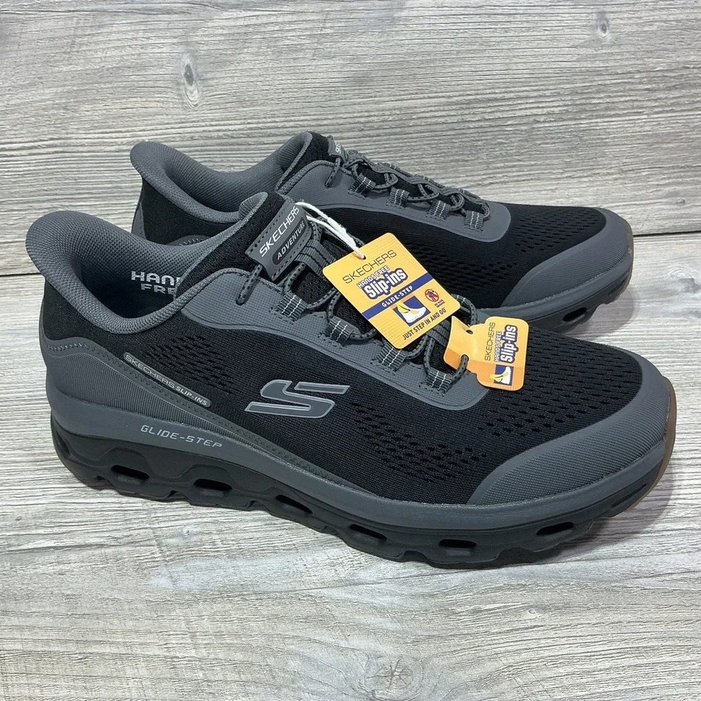 Skechers Glide-Step Sole Hands Free Slip-in Men's 11.5 Black/Charco Soft NEW